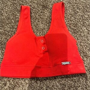 Bombshell Sportswear Red Ribbed Crop Top